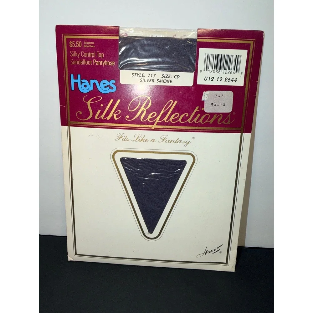 Hanes Silk Reflections Pantyhose Silver Smoke Silky Control Top  717 Sz CD